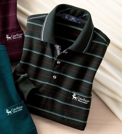 「＜カルビア＞柄違いが嬉しい裏起毛ポロシャツ（メンズシャツ）」