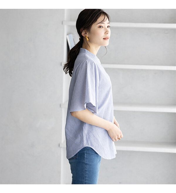 GeeRA（ジーラ）の「フレアー袖バンドカラーブラウス（ブラウス）」｜詳細画像