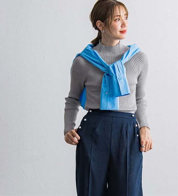 Pierrot（ピエロ）の「着回しストレッチリブハイネックニット（ニット・セーター）」｜詳細画像