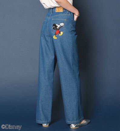 BELLUNA（ベルーナ）の「＜Ｄｉｓｎｅｙ＞刺しゅうデニムパンツ（ワイドパンツ・ガウチョ）」