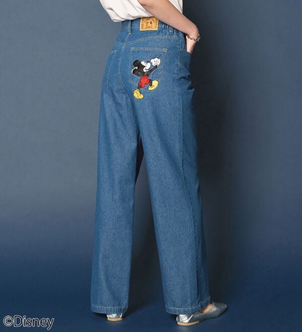 BELLUNA（ベルーナ）の「＜Ｄｉｓｎｅｙ＞刺しゅうデニムパンツ（ワイドパンツ・ガウチョ）」｜ブルー