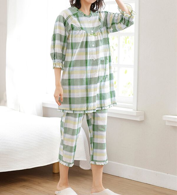 LAVIENNE（ラヴィエンヌ）の「サラッと涼感、綿１００％サッカーパジャマ（パジャマ・ルームウェア）」｜詳細画像