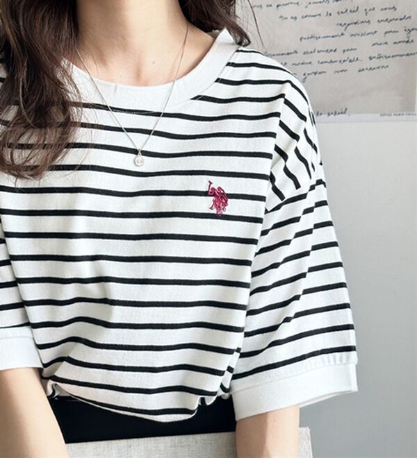 GeeRA（ジーラ）の「【ＵＳ．ＰＯＬＯ．ＡＳＳＮ】ライン配色Ｔシャツ（Tシャツ）」｜詳細画像