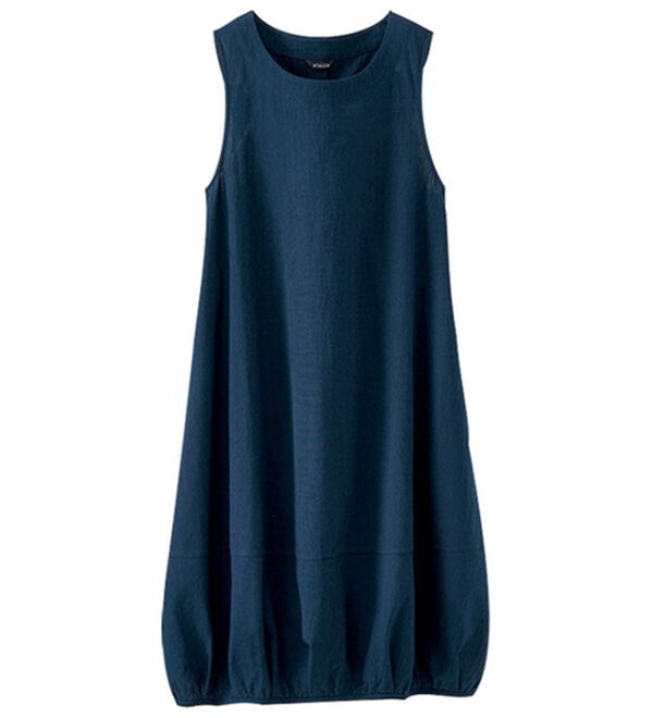 BELLUNA（ベルーナ）の「綿１００％ポケット付コクーンワンピース（その他ワンピース）」｜ネイビー