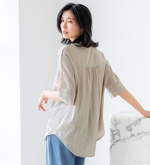 BELLUNA（ベルーナ）の「綿１００％ワッシャー素材ゆったりドルマンブラウス（ブラウス）」｜詳細画像