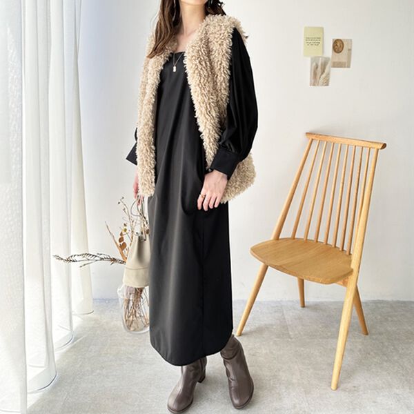 GeeRA（ジーラ）の「スクエアネックロングワンピース（ロングワンピース）」｜詳細画像