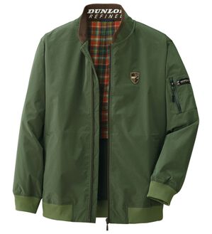 「＜ダンロップ・リファインド＞裏チェックデザインＭＡ１ジャケット（メンズブルゾン）」｜カーキ