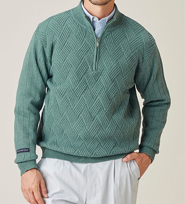 コムルヴァン・オム＞トレーナー感覚で着られるハーフジップセーター