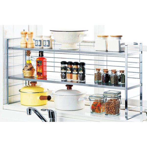 「出窓で使える２段シェルフ（キッチン整理用品）」｜詳細画像