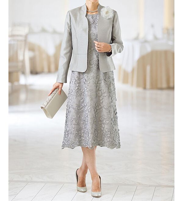 花柄モチーフレースワンピースアンサンブル - ベルーナ【公式】