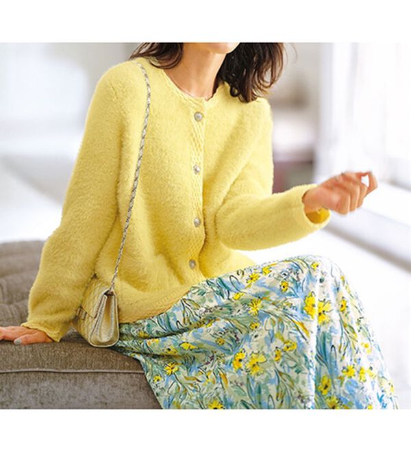 BELLUNA（ベルーナ）の「カットジャカード素材花柄プリントスカート（ロングスカート）」｜詳細画像