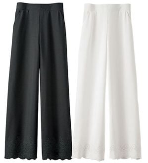 BELLUNA（ベルーナ）の「【２本組】裾レースワイドパンツ（フルレングスパンツ）」｜2本組