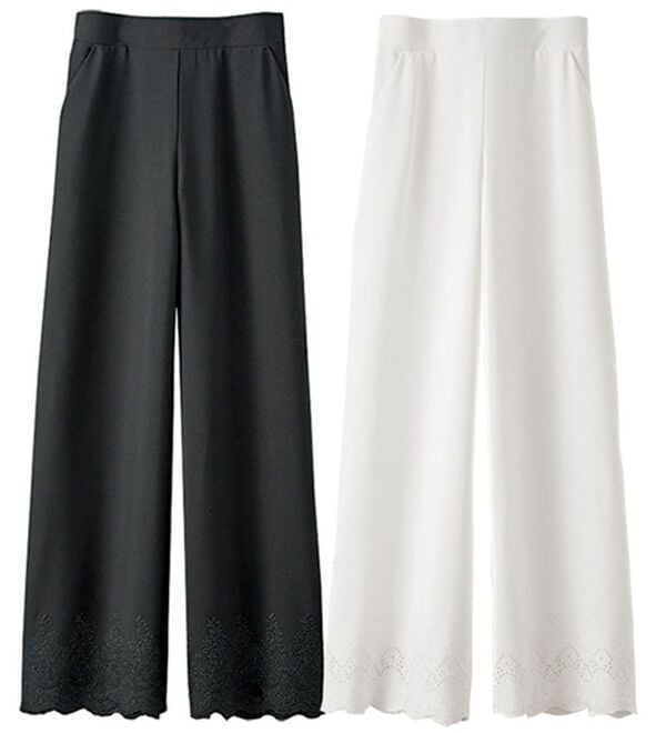 BELLUNA（ベルーナ）の「【２本組】裾レースワイドパンツ（フルレングスパンツ）」｜2本組
