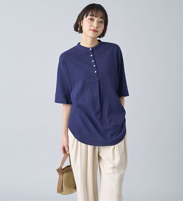 BELLUNA（ベルーナ）の「綿１００％ワッシャー素材ゆったりドルマンブラウス（ブラウス）」｜詳細画像