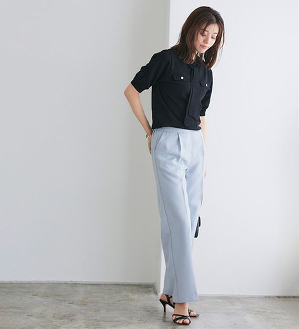 Pierrot（ピエロ）の「リネンタッチボウタイポケットニット（ニット・セーター）」｜詳細画像