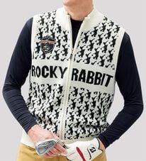 「＜ロッキーラビット＞総柄ニットベスト（メンズベスト）」
