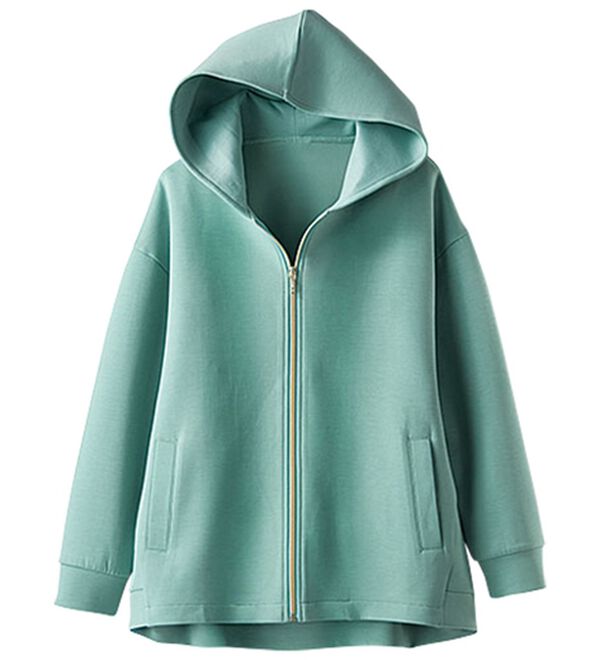 BELLUNA（ベルーナ）の「【快適Ｌａｂ．】とろみ素材裾タックパーカー（パーカー）」｜詳細画像