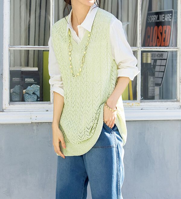 ルフラン（ルフラン）の「【２色組】ゆったり涼やかニットベスト（ベスト）」｜詳細画像