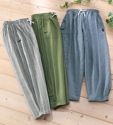 LAVIENNE（ラヴィエンヌ）の「【３色組】こっそりネコのゆったりパンツ（フルレングスパンツ）」