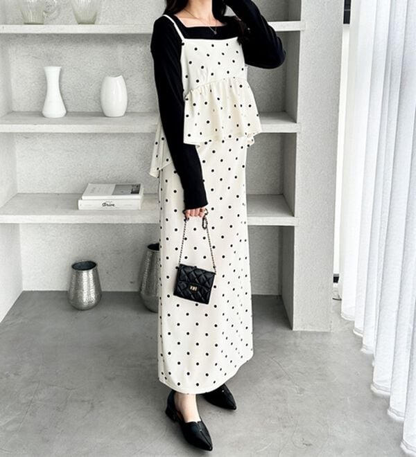 GeeRA（ジーラ）の「楽ちん！ペプラムキャミワンピース（カットソーワンピース）」｜詳細画像