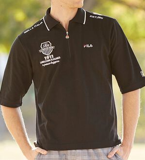 「＜フィラ＞接触冷感アクティブドライ５分袖ポロ（メンズポロシャツ）」｜ブラック