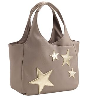 BELLUNA（ベルーナ）の「きらめく星モチーフ手提げバッグ（ハンドバッグ）」｜ベージュ