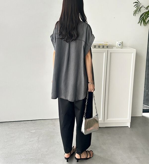 GeeRA（ジーラ）の「着回し自在！フレンチスリーブデニムシャツ（シャツ）」｜詳細画像