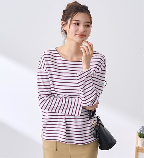 BELLUNA（ベルーナ）の「 ＜＆ｃｏｃｏｃｈｉ＞ハピネスコットン１００％ボーダープルオーバー（カットソー）」｜詳細画像