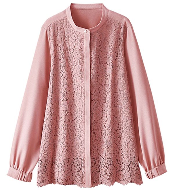 BELLUNA（ベルーナ）の「上品スカラップレース使いシャツチュニック（チュニック）」｜詳細画像