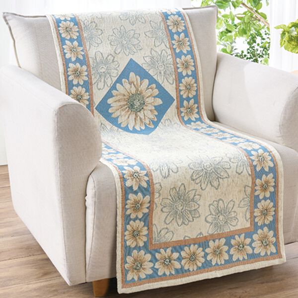 「イタリア製ジャカード織センターカバー「マルゲリータ」（ソファーカバー）」｜ベージュブルー