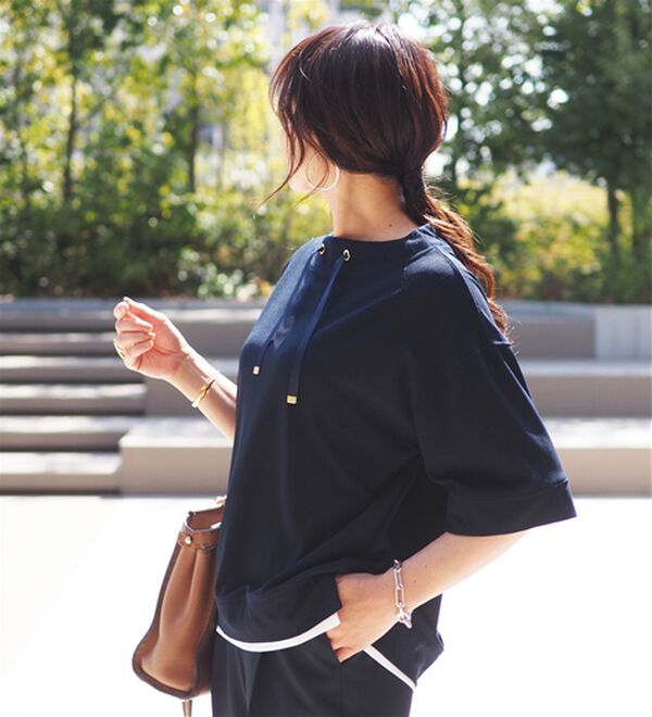 BELLUNA（ベルーナ）の「ワイドネックデザイン重ね着風プルオーバー（カットソー）」｜詳細画像