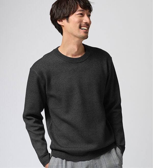 REMEN'S（リメンズ）の「【洗える】やわらかタッチクルーネックセーター（メンズニット・セーター）」｜チャコール