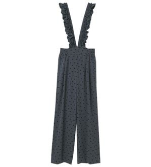 RANAN（ラナン）の「フリルデザインサロペット（フルレングスパンツ）」｜チャコール