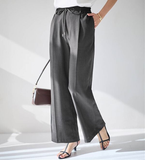 alotta（アロッタ）の「軽やかウエストリボンワイドパンツ（ワイドパンツ・ガウチョ）」｜詳細画像