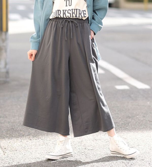 A HAPPY MARILYN（アハッピーマリリン）の「【Ｌ～８Ｌ】選べる身長別＆デザイン　ゆるっと楽ちん　ミニ裏毛　フレアスカート＆ワイドパンツ（ワイドパンツ・ガウチョ）」｜パンツ／スミクロ