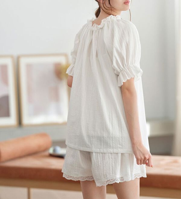 YU'NOW（ユナウ）の「【上下２点セット】スクエアネックドビーストライプパジャマ（パジャマ・ルームウェア）」｜詳細画像