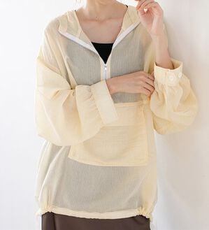 GeeRA（ジーラ）の「シアー素材ストライプアノラックパーカー（パーカー）」｜詳細画像