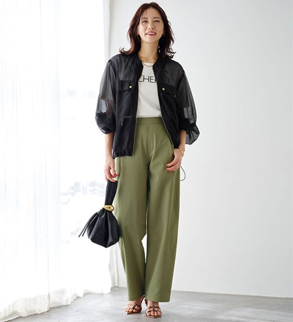 BELLUNA（ベルーナ）の「風通る！サッカー素材バレルパンツ（フルレングスパンツ）」｜詳細画像