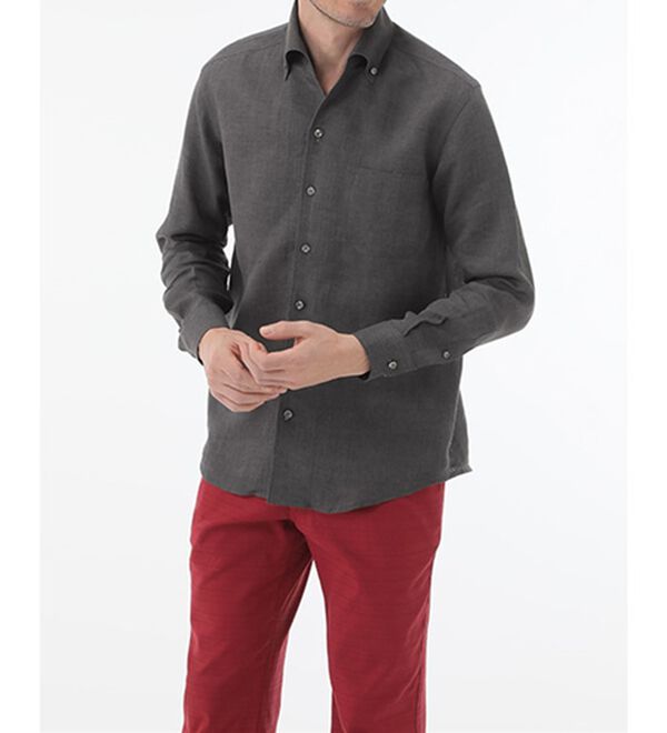 「＜コムルヴァン・オム＞大人のフレンチリネン１００％シャツ（メンズシャツ）」｜詳細画像