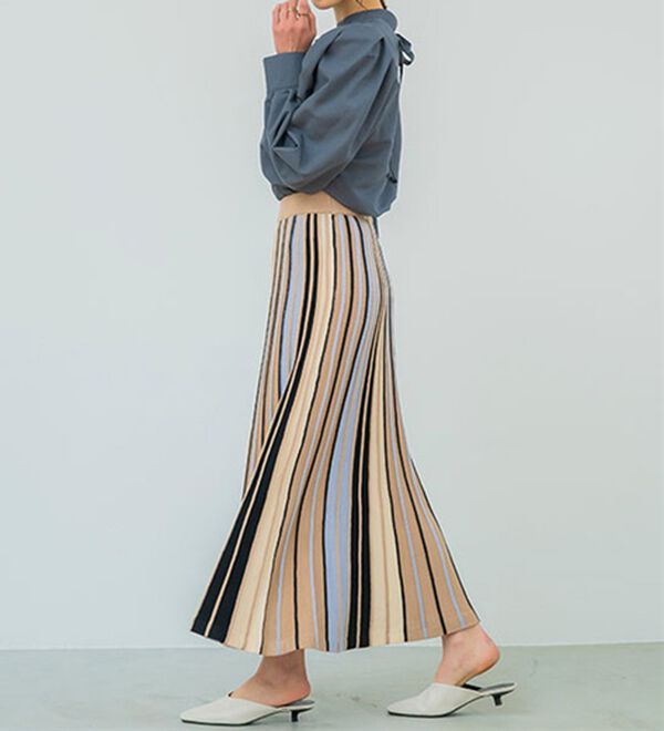 配色ニットプリーツスカート - ベルーナ【公式】 