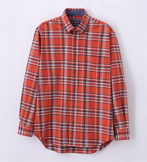 「着心地快適ストレッチネルシャツ（メンズシャツ）」｜オレンジチェック