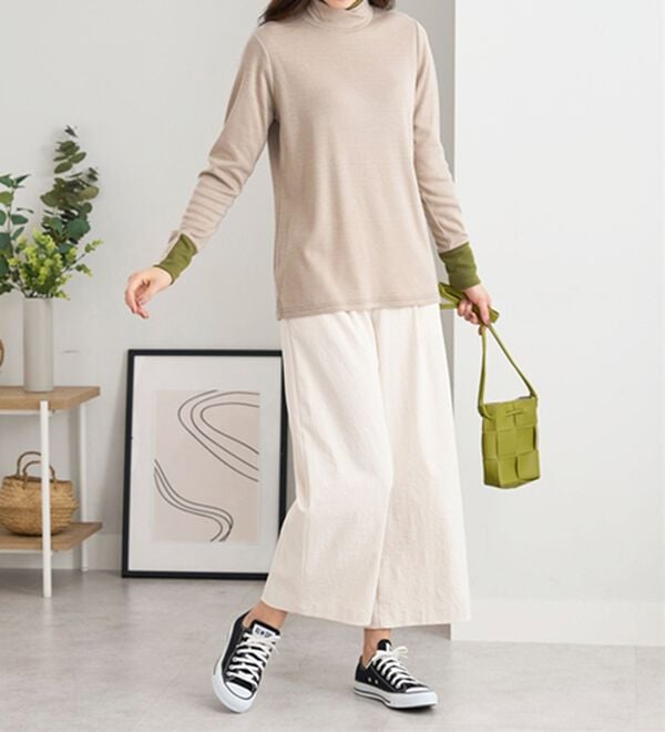 BELLUNA（ベルーナ）の「サラもち！快適ビンテージ調素材ワイドパンツ（ワイドパンツ・ガウチョ）」｜詳細画像