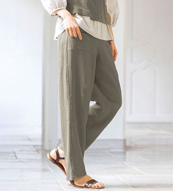 ルフラン（ルフラン）の「＜ｆｕ－ｕ＞綿１００％楊柳風ガーゼのやわらかパンツ（その他パンツ）」｜グレージュ