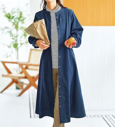 BELLUNA（ベルーナ）の「ピンタック使いデニムワンピース（その他ワンピース）」