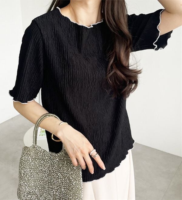 GeeRA（ジーラ）の「前後２ＷＡＹ配色メロー５分袖カットソー（カットソー）」｜詳細画像