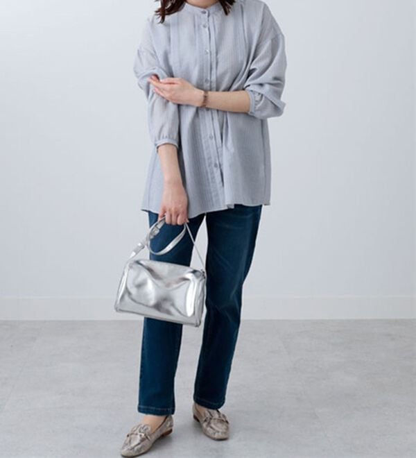 BELLUNA（ベルーナ）の「シアーストライプ素材シャツチュニック（チュニック）」｜詳細画像