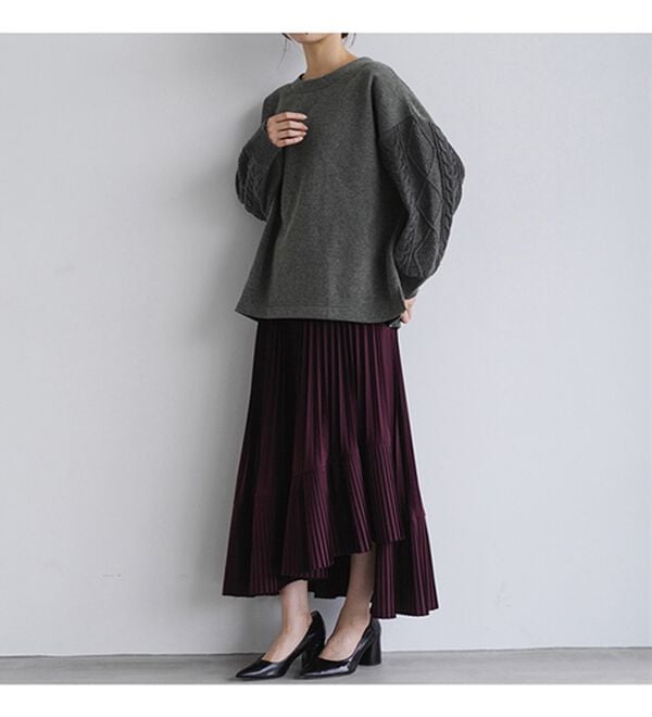 RANAN（ラナン）の「【毛玉になりにくい】裏起毛袖ニットプルオーバー（カットソー）」｜詳細画像