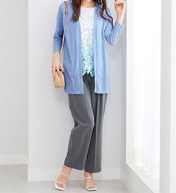 BELLUNA（ベルーナ）の「花柄プリントレースカーディガンアンサンブル（アンサンブル）」｜詳細画像