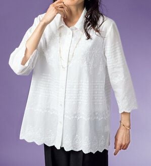 ルフラン（ルフラン）の「贅沢刺しゅうの上品ブラウス（ブラウス）」｜オフ白