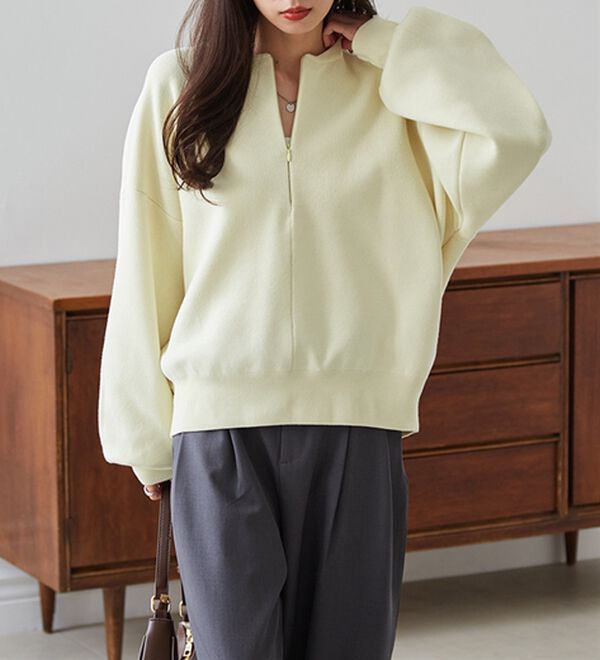 RANAN（ラナン）の「ハーフジップスウェットライクニット（ニット・セーター）」｜詳細画像